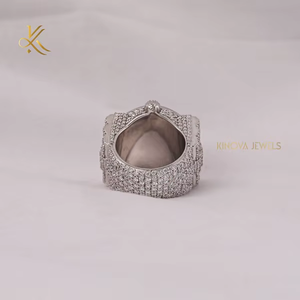 Trendy Mens Hip Hop Lab Diamond <b>Ring</b> Icy Sparkle Bold <b>Statement</b> Design IGI Certified 18K Gold Plated Urban Style Luxury Jewelry - Product Image 3