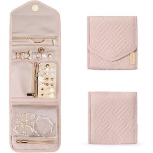 Astuccio Portagioie da Viaggio Pieghevole Morbido Rosa, Mini Organizzatore Arrotolabile per Anelli, Collane, Orecchini e Bracciali – Perfetto per il Viaggio - Product Image 1