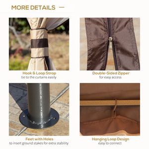 "Beige 10x12 Patio <b>Canopy</b> with Steel Frame Vented <b>Roof</b> & Mesh Walls-for Villa Courtyard Park & Outdoor Use" - Product Image 6