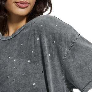 Camiseta de Jersey Informal de Verano, Transpirable, Ajustada, con Lavado Ácido Gris - Product Image 1