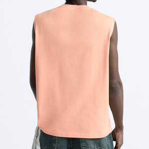 Débardeur tricoté sans manches pour homme, col rond, couleur unie, coupe décontractée, orange pêche - Product Image 5
