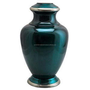 Urnas de cremación para adultos de latón clásico de alta calidad y superior con urnas funerarias de Metal con acabado de Color azul turquesa brillante - Product Image 1