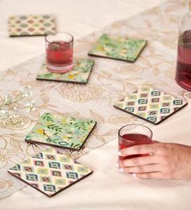 Elegant MDF Enamel <b>Coaster</b> Set With Premium Artistic Finish For Home Dining Kitchen And Office <b>Table</b> Decoration - Product Image 1