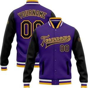 Breathable <b>Men's</b> Varsity <b>Jacket</b> 100% Cotton Fleece Stand Collar Casual Winter Design with Embroidery - Product Image 3