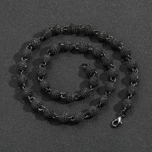 Luxury Black Rhodium Plated 925 Silver Beaded Necklace With <b>Crystal</b> Rhinestone <b>Ball</b> Chains Unisex Everyday Wear for Sale - Product Image 6