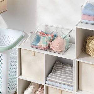 Contenitore di Stoccaggio Grande e Trasparente Multiuso con Divisorio Regolabile per Organizzazione Scaffali - Product Image 3