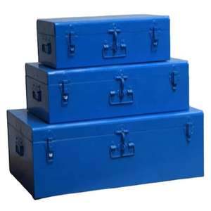 Caja de Almacenamiento de Metal Azul y Latón, para Uso en el Hogar y Hoteles, Hecha en India, en Grandes Cantidades, de Alta Calidad, Diseño Único, Caja Hecha a Mano - Product Image 2