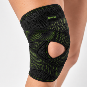Genouillère de compression sportive unisexe FAWKES personnalisée en maille noire respirante pour un soutien optimal - Product Image 1