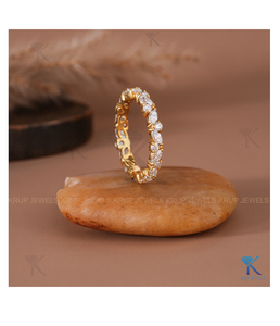 Anillo de Eternidad con Diamantes Brillantes Marquise y Redondos para Mujer, Ajustable, Brillante, de Plata de Ley 925, Elegante, Regalo de Joyería - Product Image 1