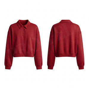 Polo Sweatshirt Oversize Tendance à Manches Longues Décontracté en Mélange de Coton Doux Coupe Ample Style Streetwear pour Homme - Product Image 2