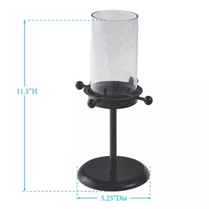 Candelabro de Hierro Negro con Portavelas de Vidrio, Resistente al Calor, Decoración para el Hogar, Portavelas de Metal - Product Image 5