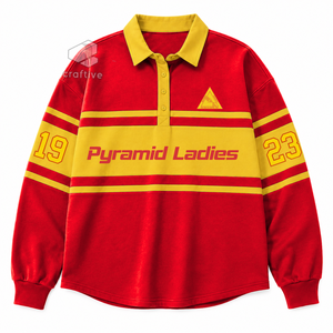 NSPDK Sorority <b>Women's</b> Striped Pique <b>Rugby</b> Shirt Color Block Long Sleeve Polo Collar Pullover Embroidered Graphic <b>Top</b> - Product Image 1