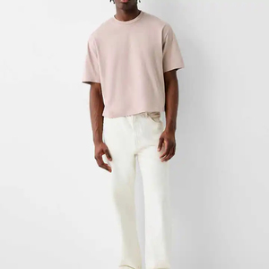 T-shirt Homme Coupe Boxy Personnalisable 100% Coton Biologique Tricoté Écologique Lourd Surdimensionné Manches Courtes Respirant - Product Image 2