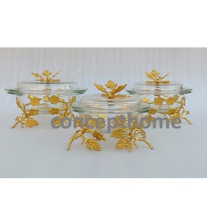 Tazón de Servir Personalizable de Porcelana Hecha a Mano Ecológica con Base de Metal y Cristal de Lujo, Diseño Floral Moderno, para Bodas, Fiestas y Eventos - Product Image 4