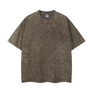 เสื้อยืดทรงบ็อกซี่โอเวอร์ไซส์แบบครอปสำหรับผู้ชาย พิมพ์ลาย DTG ผ้าคอตตอนย้อมสีเอซิด ลายกราฟิก - Product Image 1