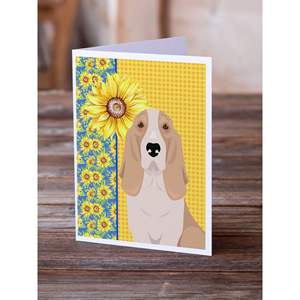 ชุดการ์ดอวยพร Tricolor Basset สีขาวมะนาวดอกทานตะวันฤดูร้อนแพ็คการ์ดเปล่า8ใบขนาด5x7 A7แปลกๆพร้อมซอง - Product Image 2