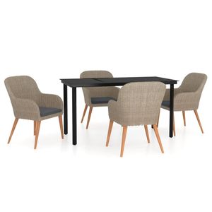 Set da pranzo da giardino di medie dimensioni in polyrattan marrone e nero - Product Image 2