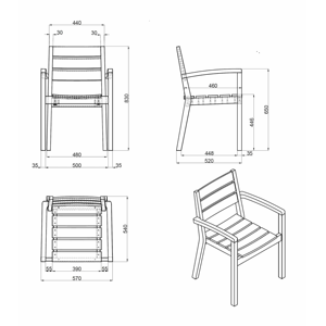 Sillón de Comedor para Balcón de Madera de Teca Sólida, Moderno, Minimalista y de Lujo, Resistente al Agua y Ecológico para Uso en Restaurantes - Product Image 5