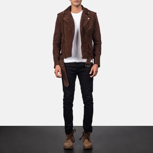 Men <b>Suede</b> Leather Biker <b>Jacket</b>/OEM Custom Dark Brown <b>Suede</b> Leather <b>Jacket</b>/Wholesale Genuine <b>Suede</b> Fashion Biker Leather <b>Jacket</b> - Product Image 5