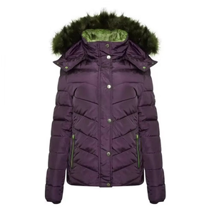 Women <b>Quilted</b> Parka Jacket With Fur Trim Hood Full Sleeve Winter Coat Solid Color Thick Polyester <b>Wadding</b> Warm Outwear - Product Image 3