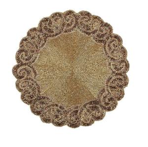 Mantel individual bordado a mano con cuentas de alta demanda para eventos festivos y hogares, con diseño de hojas para mesa de café y comedor. - Product Image 5