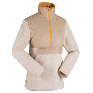 Veste matelassée en fausse fourrure pour femme, beige, col montant, fermeture éclair, style sherpa, manteau d'hiver - Product Image 1