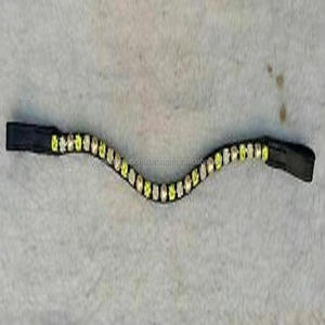 Handcrafted Black and Brown Genuine Leather Horse <b>Bridle</b> brow band Comes With Decorative Multicolor clear Crystal - Product Image 4