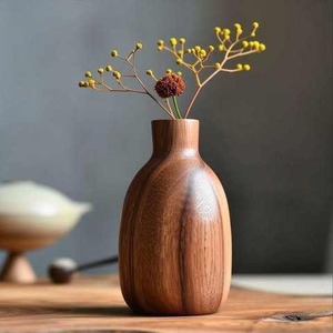 Florero de Madera Hecho a Mano, Florero de Madera de Acacia y Mango para Flores Secas, Decoración Moderna para Mesa de Hogar - Product Image 3