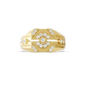 Anillo de Vestir de Oro Amarillo de 9K con Diamantes para Hombre, Joyería con Elegantes Detalles de Diamantes para Bodas y Eventos Especiales - Product Image 1