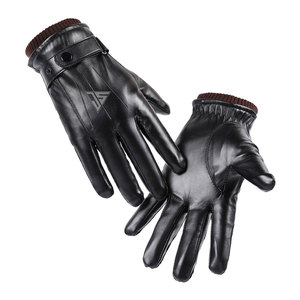 Fashion Men's Winter Sheepskin Leather <b>Gloves</b> <b>Touchscreen</b> Snap Closure Cycling Outdoor Riding Warm Waterproof Daily Party <b>Gloves</b> - Product Image 1
