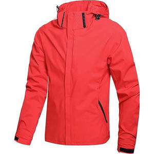 Men's <b>Summer</b> Solid Front Zipper <b>Lightweight</b> Waterproof Windbreaker Hooded Rain <b>Jacket</b> Breathable Outdoor Work Hiking Apparel 6XL - Product Image 2
