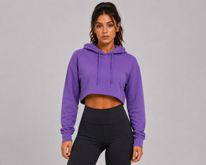 Sudadera corta moderna para mujer que ofrece comodidad premium, tela suave, diseño recortado elegante, ideal para deportes, uso casual y actividades al aire libre. - Product Image 4