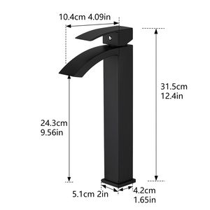 Rubinetto Moderno Monocomando Nero Spazzolato per Lavabo Bagno, Miscelatore Monoforo per Lavandino - Product Image 6