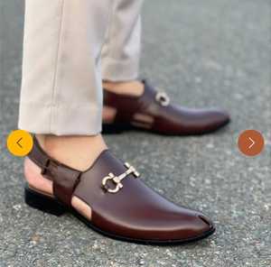 Mules en cuir véritable pour hommes, à bout ouvert, avec bride à boucle, sandales d'été tendance, semelle extérieure en caoutchouc antidérapante - Product Image 6