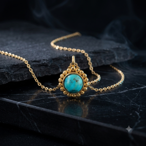 Ethnic Blue Copper Turquoise Cross Pendant Necklace 925 Silver Alloy Bezel Set Unisex - Product Image 3