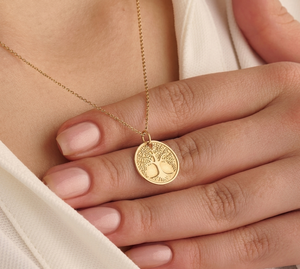 925 Sterling Silver 18k Gold Vermeil <b>Tree</b> of Life Coin Necklace Family <b>Tree</b> Pendant Spiritual Charm Medallion Statement Jewelry - Product Image 1