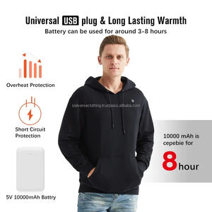 Best Quality Custom <b>Fleece</b> Hoodie Wholesale Electric Heated <b>Jacket</b> <b>Men</b> Latest Fashion Plus Size Hoodie Heating Weighted Battery - Product Image 4