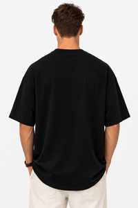 T-shirt graphique noir oversize pour homme Paradise Vibes, imprimé plage estival, en coton, streetwear décontracté, coupe ample, avec logo personnalisé - Product Image 2