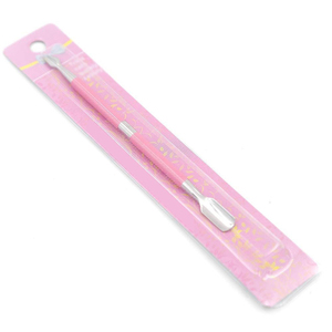 Professional Stainless Steel Square Dual Ended Cuticle Pusher Metal <b>Remover</b> Reusable <b>Tool</b> Pink Non-Slip Textured Grip Handle - Product Image 6