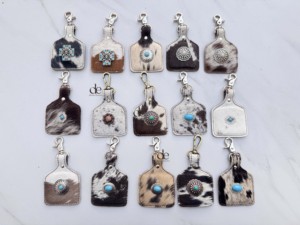 Wholesale Custom Cowhide Leather <b>Key</b> Chain Rectangular Shape Western Conchos Turquoise Stone Decorated Unisex Accessory - Product Image 5