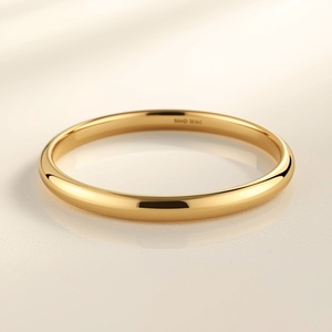 Bracelet jonc minimaliste en or jaune massif 14 carats, bracelet en or poli classique, empilable, bijoux fins pour femmes - Product Image 6
