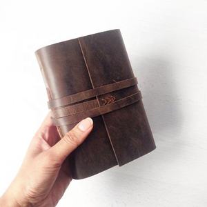 Wholesale Genuine Leather Journal Vintage Antique Handmade Blank Cotton Deckle Edge <b>Paper</b> Leather Notebook Diary Travel Journal - Product Image 2