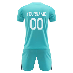 Custom Sublimated <b>Soccer</b> Uniform Teamwear Light Blue Short Sleeve Quick Dry Polyester Jersey Shorts Set Adult Unisex All Seasons - Product Image 2