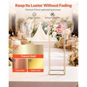 10 pièces, support à fleurs en colonne dorée de 23,62 pouces, présentoir floral rectangulaire, vis cachée pour mariage, fête, anniversaire, décoration de la maison - Product Image 4