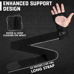 Half Finger Training Gloves Black Nylon Breathable Adjustable Wrist <b>Strap</b> <b>Velcro</b> Closure Unisex for Martial Arts Boxing Wraps - Product Image 5