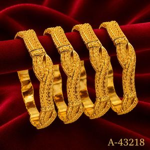 Classic 24K Gold Plated Alloy <b>Bangles</b> with Geometric Pattern Trendy for Women Wedding A-43216 - Product Image 3