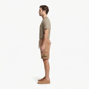 Shorts de survêtement décontractés pour hommes en molleton bouclette respirant avec cordon de serrage, patchwork asymétrique, style streetwear, fabricant OEM - Product Image 3