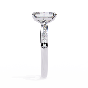 Bague de fiançailles en diamant de laboratoire taille radiant 2,50 carats, en vermeil or 18 carats, avec pont pavé et galerie, pour femme, luxe - Product Image 5