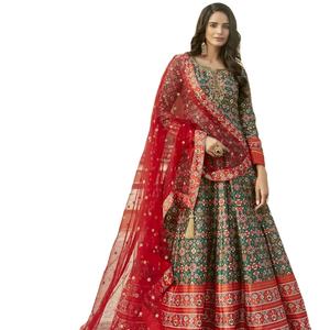 ชุดกระโปรงตาข่ายผ้าแคนแคนาตาข่ายพิมพ์ลาย patola นักออกแบบด้วยมือและดีไซน์เนอร์รุ่นล่าสุด - Product Image 2