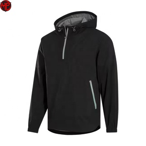 Hexaplus Industries <b>Men's</b> Hooded <b>Half</b> <b>Zip</b> Windproof Breathable Polyester Spandex Blend Golf <b>Jacket</b> - Product Image 2
